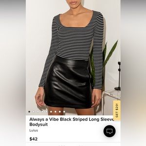 Lulus black striped body suit size S